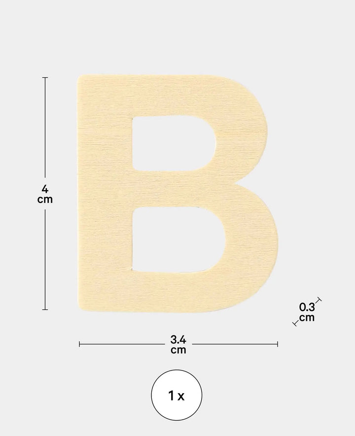 Holzbuchstabe B, 3.4 x 0.3 x 4 cm, Braun, 1 Stk.
