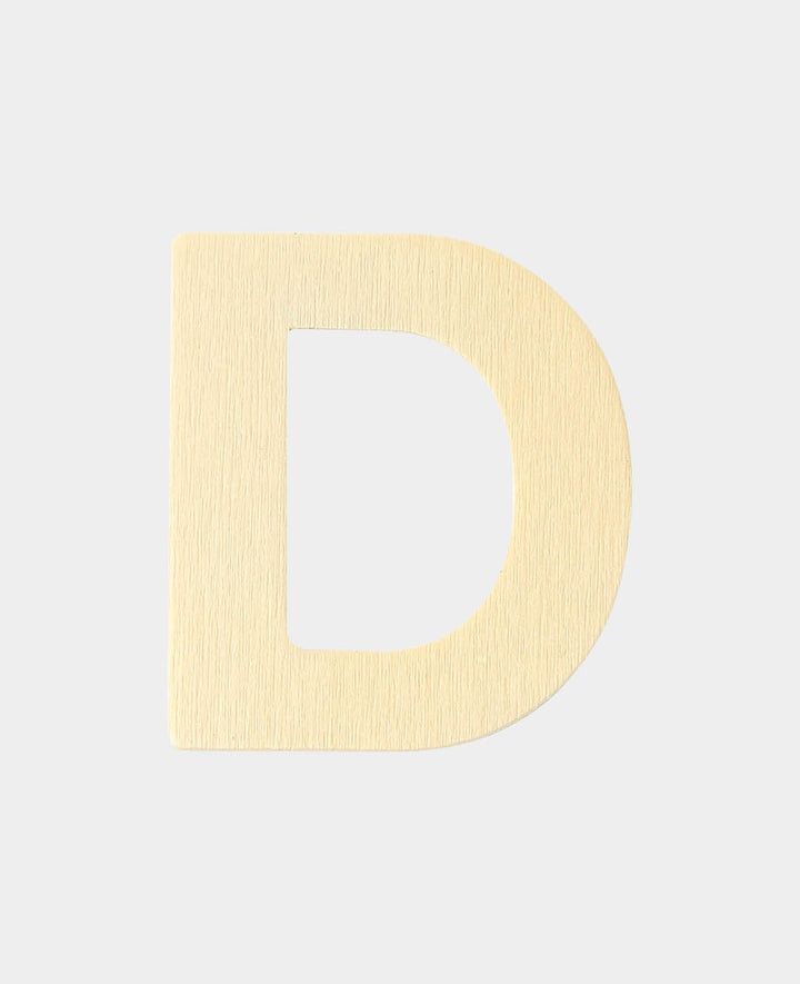 Lettre en bois D, 3.6 x 0.3 x 4 cm, Marron, 1 pc.