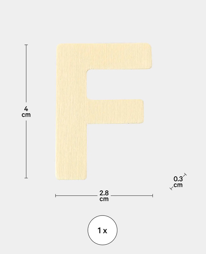 Holzbuchstabe F, 2.8 x 0.3 x 4 cm, Braun, 1 Stk.
