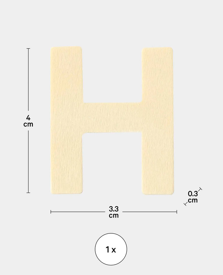 Holzbuchstabe H, 3.3 x 0.3 x 4 cm, Braun, 1 Stk.