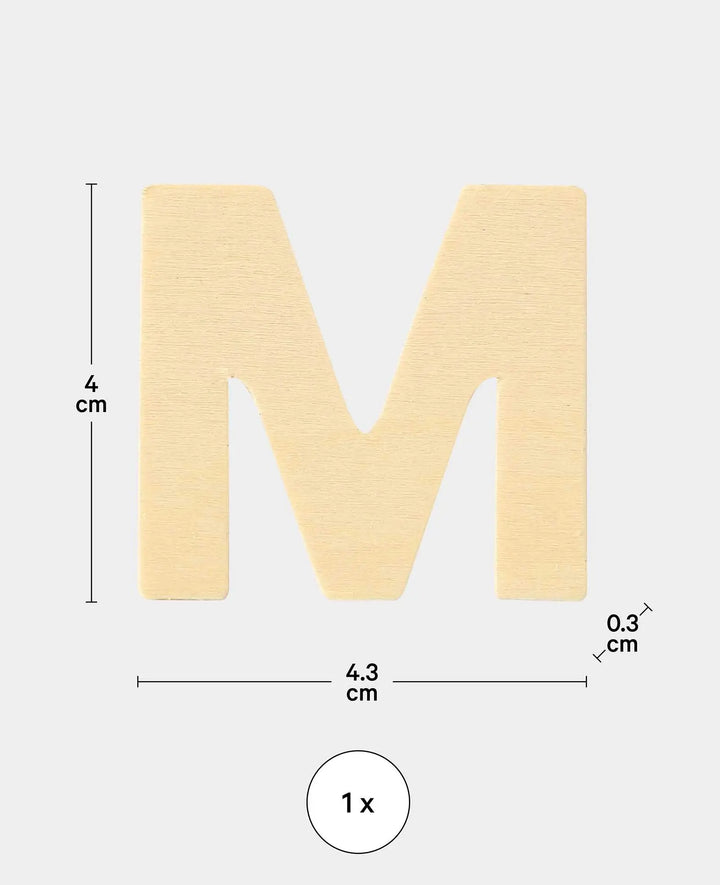 Holzbuchstabe M, 4.3 x 0.3 x 4 cm, Braun, 1 Stk.