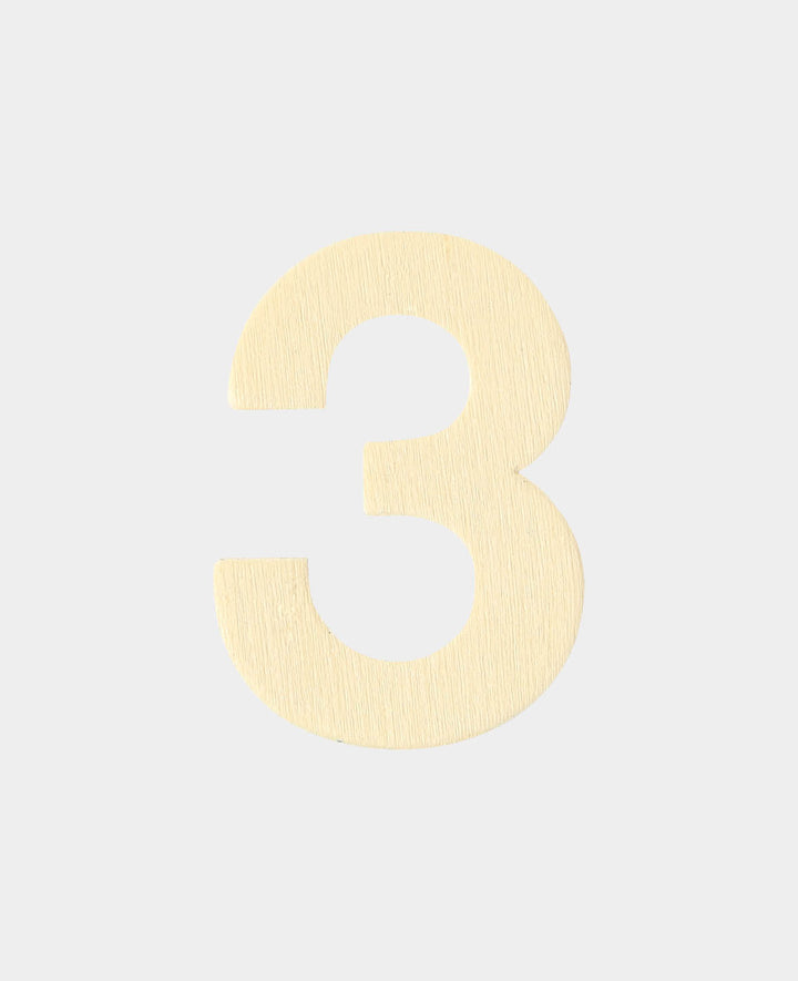 Chiffre en bois 3, env. 2.9 x 0.3 x 4 cm, chiffre en contreplaqué, marron