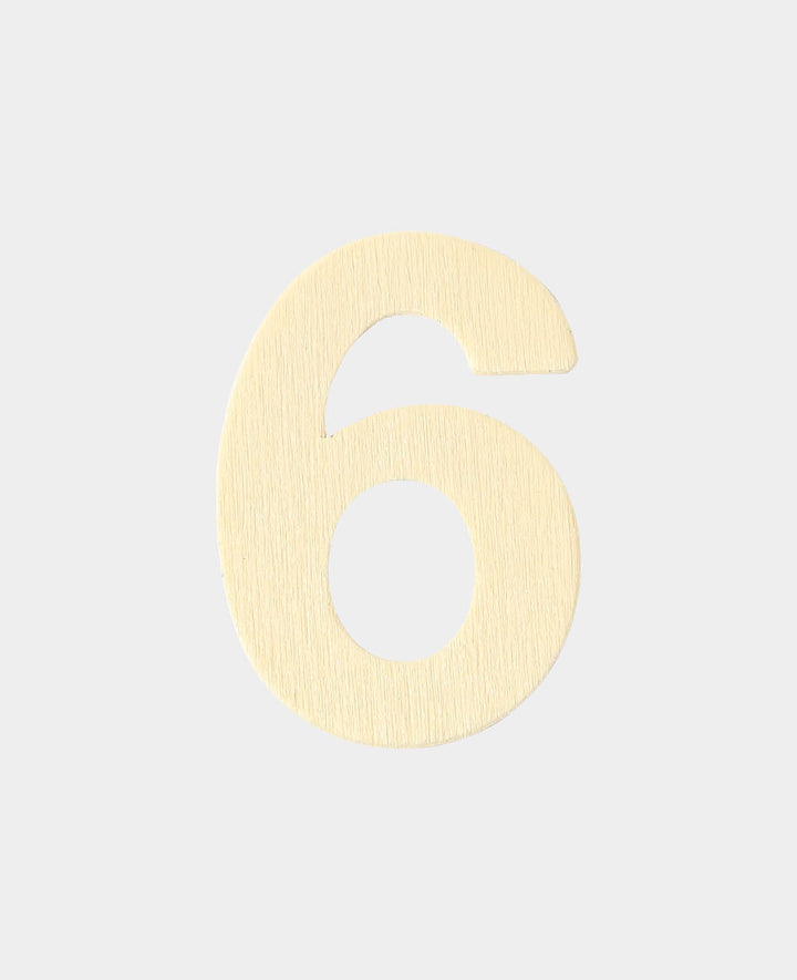 Chiffre en bois 6, env. 2,8 x 0,3 x 4 cm, chiffre en contreplaqué, marron