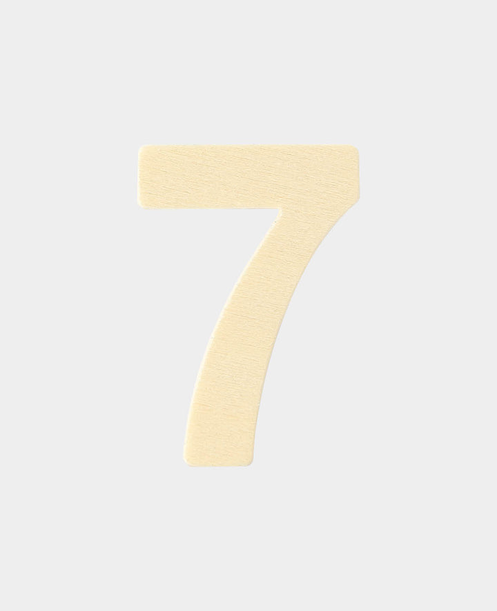 Wooden number 7, approx. 2.8 x 0.3 x 4 cm, plywood number, brown