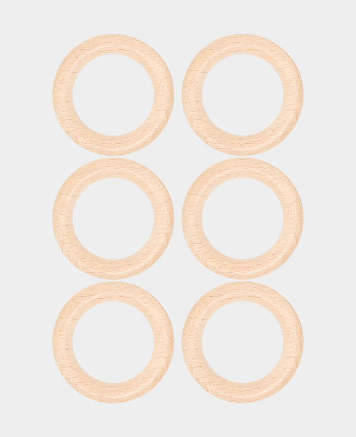 Lot de 6 anneaux en bois naturel non traité, ø 45 x 10 mm