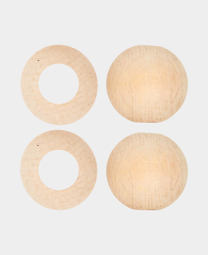 Boules en bois brut, perles en bois avec grand trou en bois non traité, naturel, ø 30 mm, 4 p.