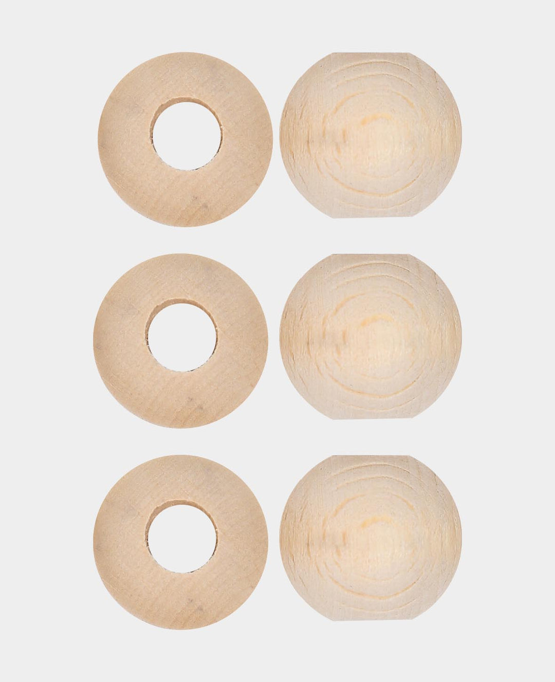 Raw wooden spheres, wooden beads with a large hole made of untreated wood, natural, ø 25 mm, 6 pcs.