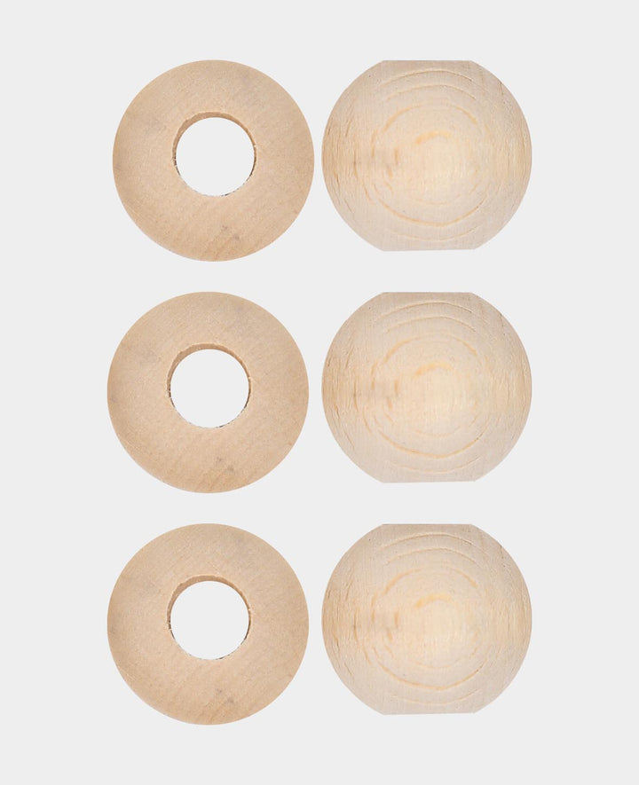 Raw wooden spheres, wooden beads with a large hole made of untreated wood, natural, ø 25 mm, 6 pcs.