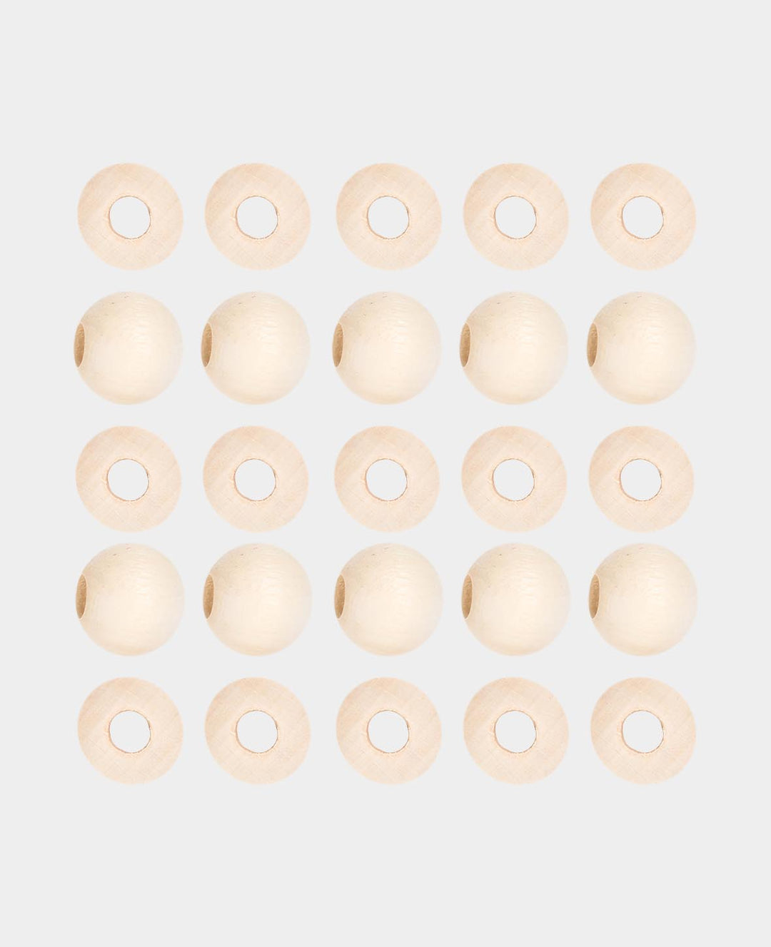 Perles en bois brut, perles en bois avec grand trou en bois non traité, naturel, ø 20 mm, 25 pièces