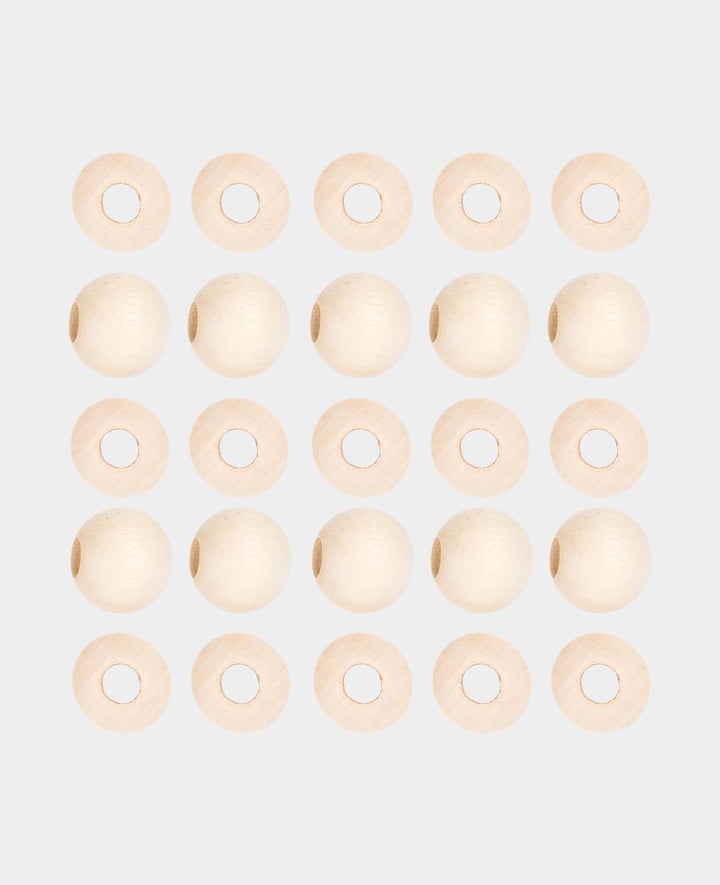 Perles en bois brut, perles en bois avec grand trou en bois non traité, naturel, ø 20 mm, 25 pièces