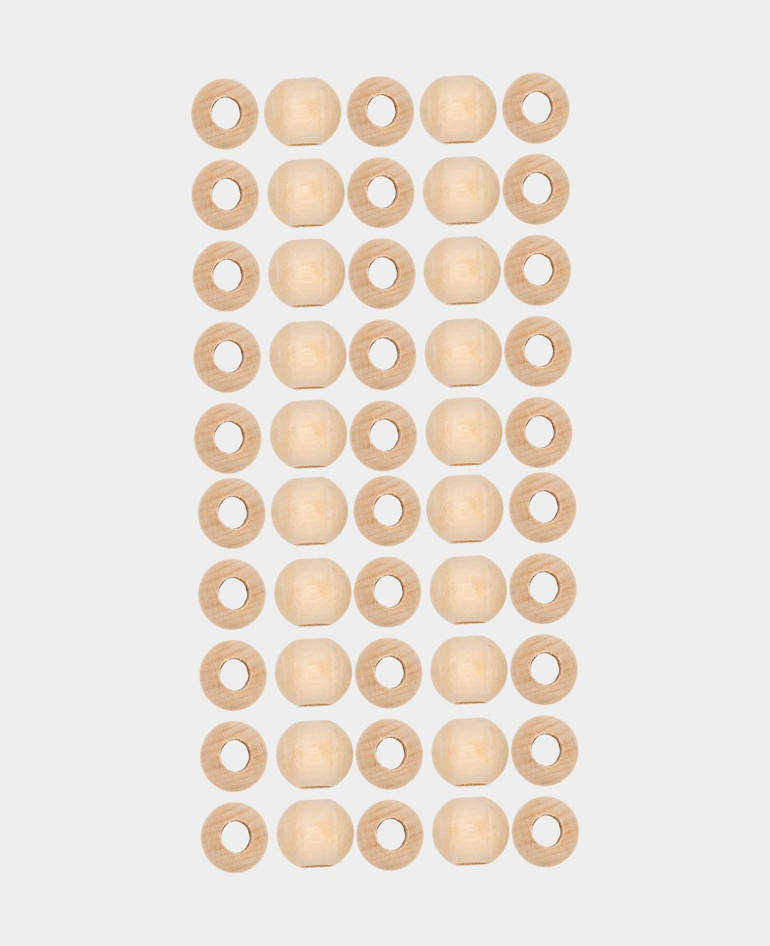 Raw wooden balls, wooden beads with large hole made of untreated wood, natural, ø 15 mm, 50 pcs.