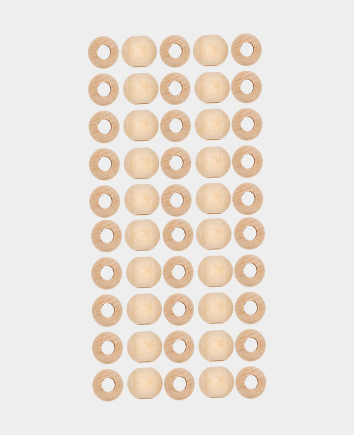 Raw wooden balls, wooden beads with large hole made of untreated wood, natural, ø 15 mm, 50 pcs.