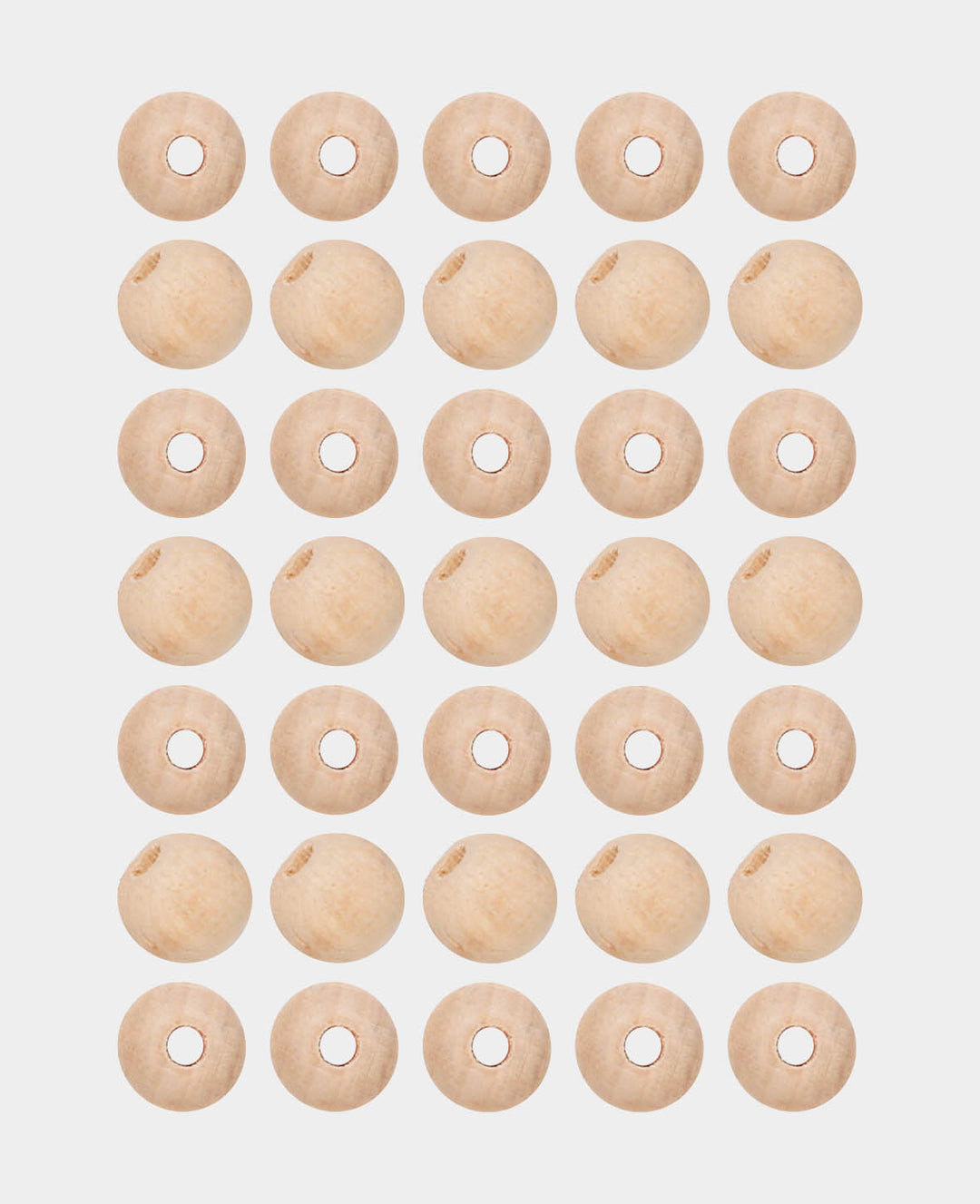 Raw wooden balls, wooden beads made of untreated wood, natural, ø 10 mm, 35 pcs.