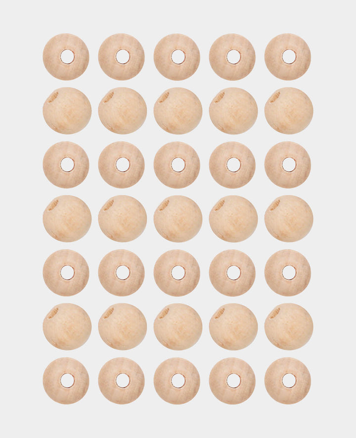 Raw wooden balls, wooden beads made of untreated wood, natural, ø 10 mm, 35 pcs.