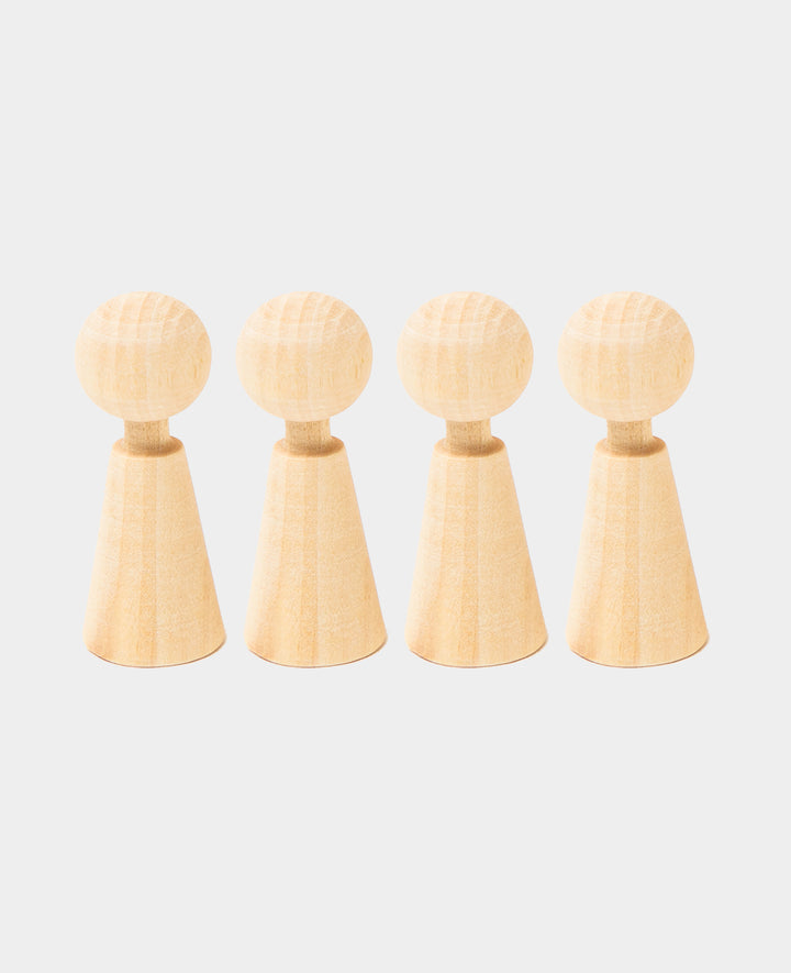 Pions coniques, bois de bouleau non traité, ø 22 x 60 mm, marron, 4 pièces