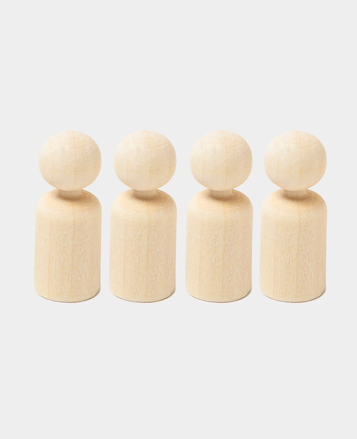 Spielfiguren zylindrisch, unbehandeltes Birkenholz, ø 15 x 37 mm, Braun, 4 Stk.