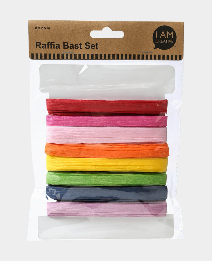 Raffia-Bast Set, Bunt, 2.5 m, 8 Farben