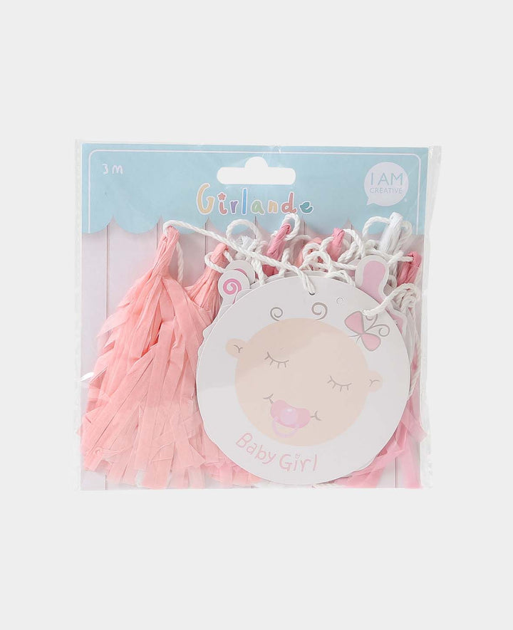 Papier Quasten-Girlande, Girl, Zierkette, Rosa, 1 Stk.