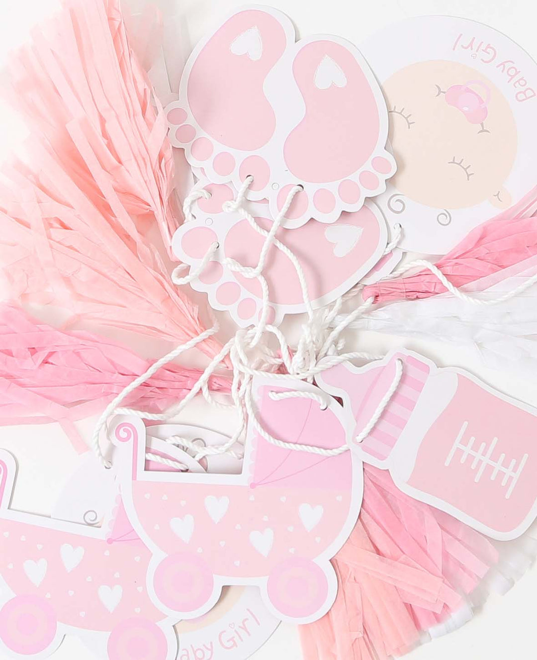 Papier Quasten-Girlande, Girl, Zierkette, Rosa, 1 Stk.