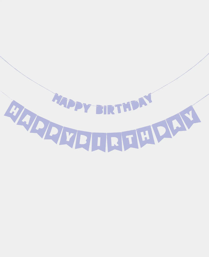 "Happy Birthday" Bunting Garland for Hanging and Decorating Parties, Lavender, 230 cm, 2 Pcs.