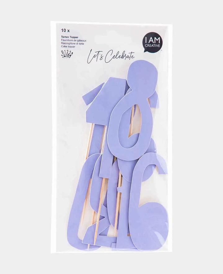 Torten Topper Zahlen, Stilvolle Kuchendekoration für besondere Anlässe, Ideal für Geburtstags- und Jubiläumsfeiern, lavendelfarben, 13 cm, 10 Stk.