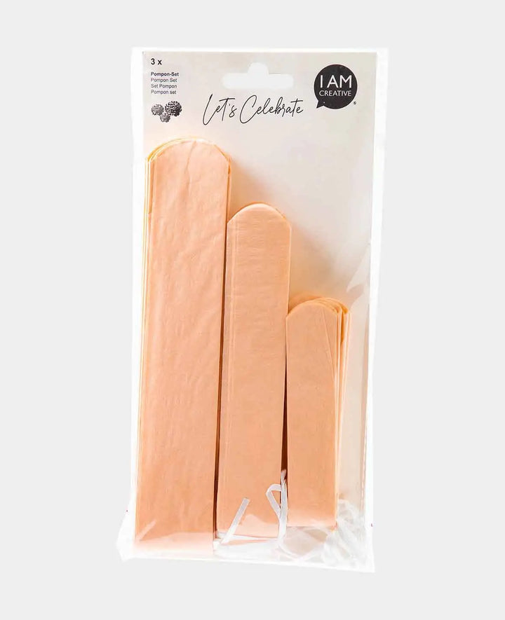 Hanging Pom Pom Set, Tissue Paper, Salmon, ø 20, 30, 40 cm, 3 Pieces