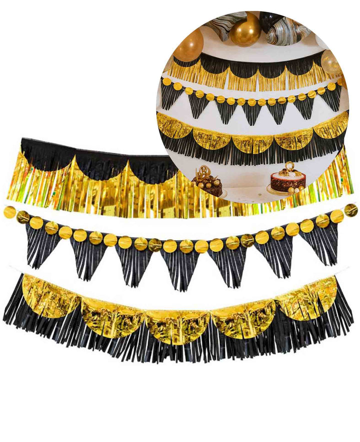 Party Banner, schwarz/ gold, 6 Stk.