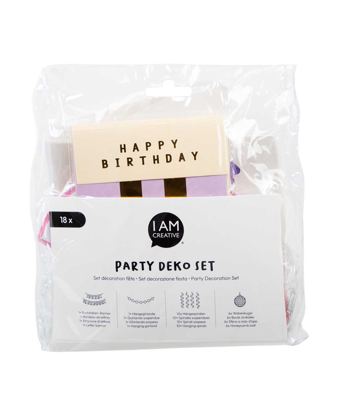 Kit de fête, Joyeux Anniversaire, pastel, 13 pcs.