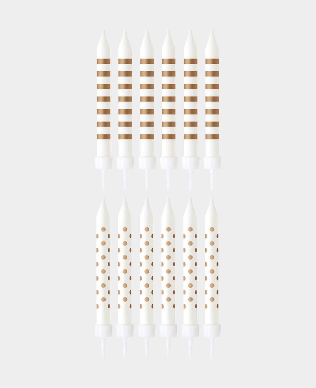 Bougies de gâteau blanc/or, 12 pièces