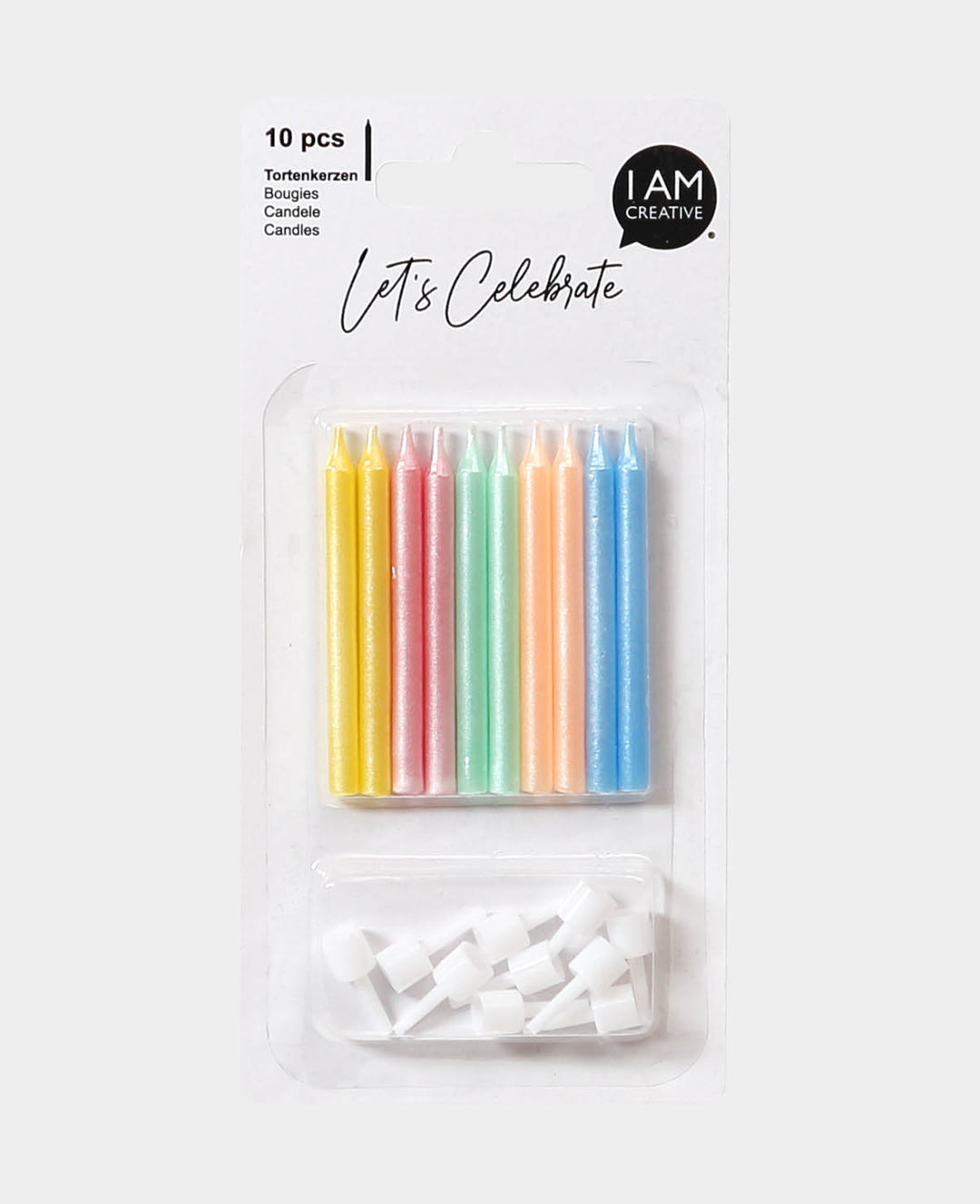 Tortenkerzen pearl ink. Halter, 10 Stk.