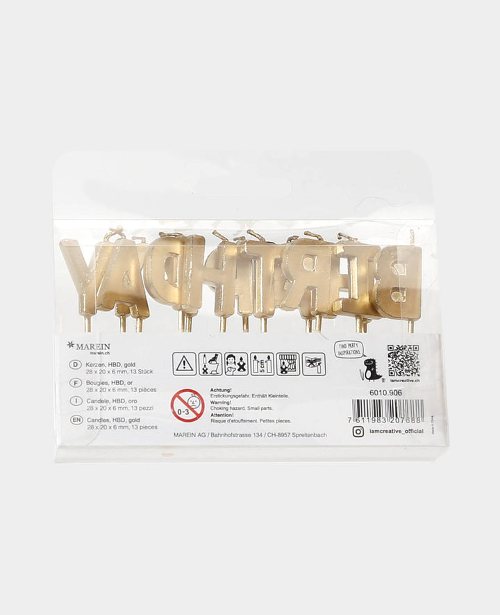 Birthday Candles Happy Birthday gold, 13 pcs.
