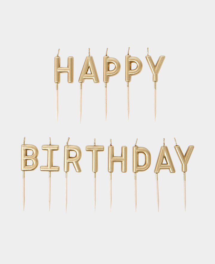 Birthday Candles Happy Birthday gold, 13 pcs.