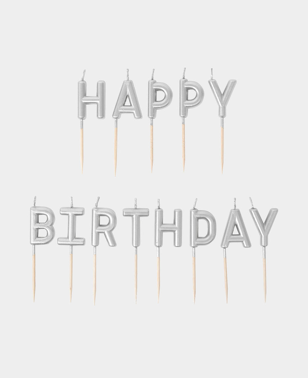 Cake Candles Happy Birthday silver, 13 pcs.