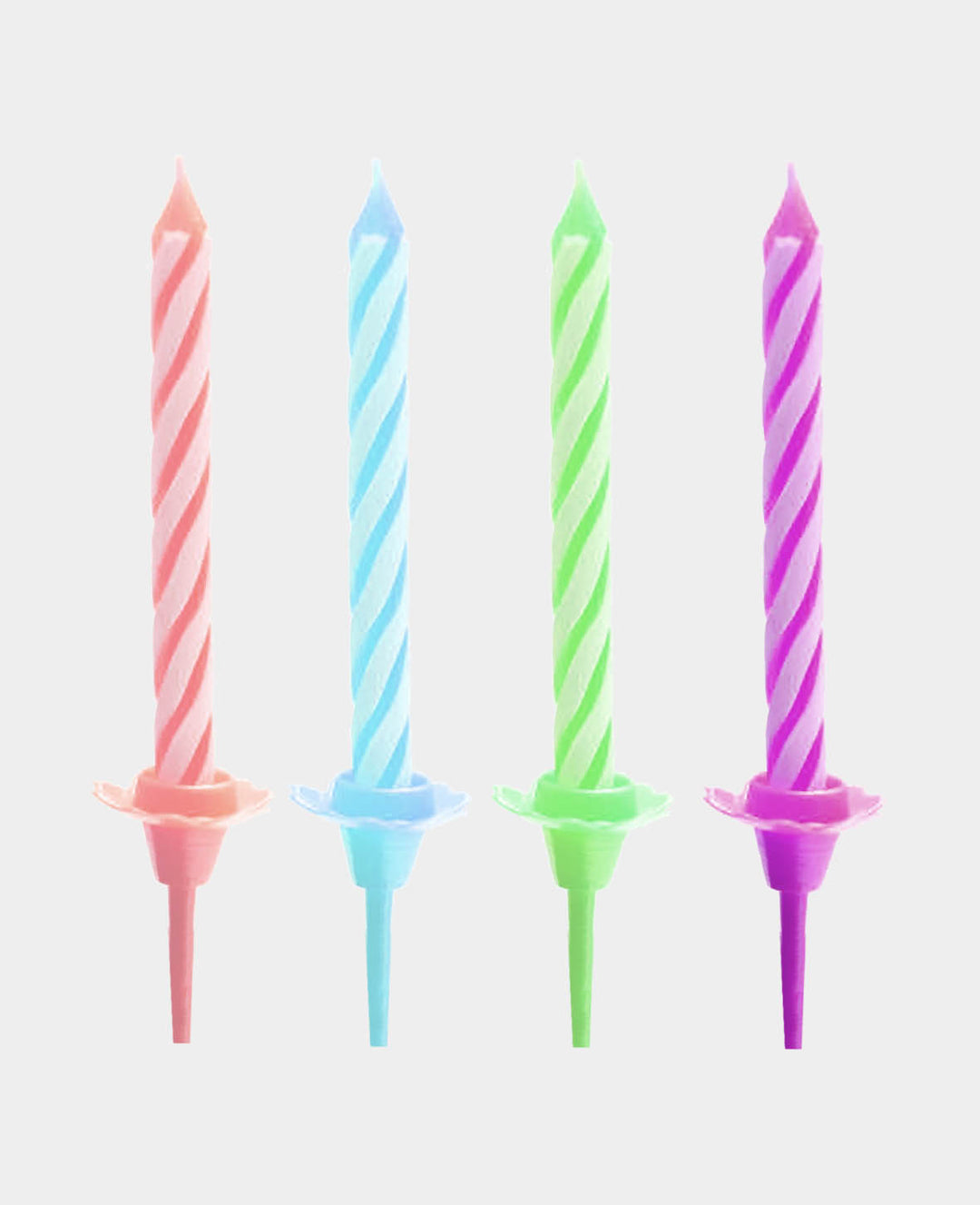 Multicolored cake candles incl. 12 holders, 24 pcs.