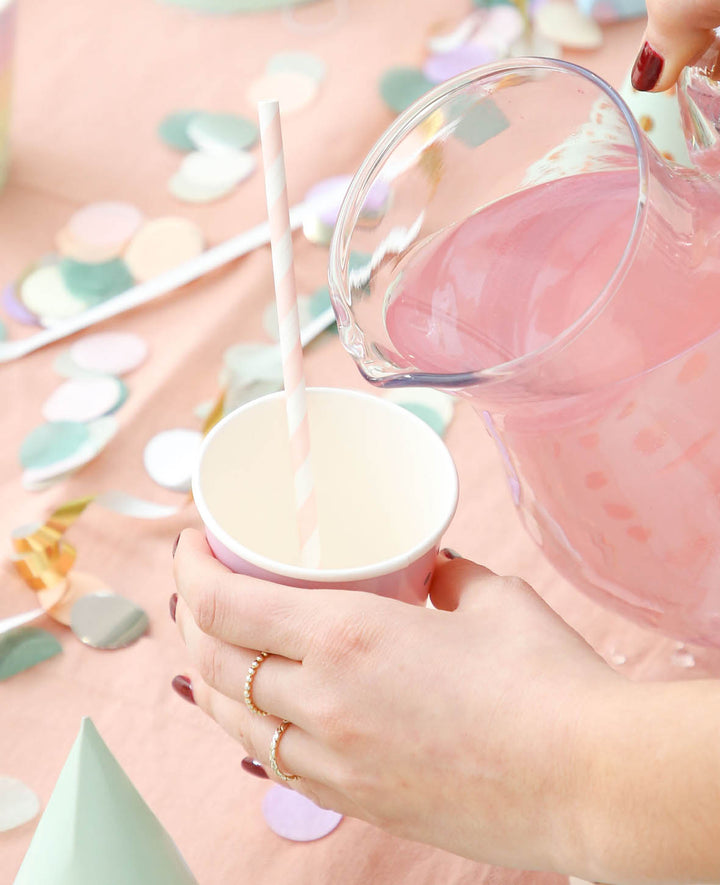 Paper straws pink 19.5 cm, 25 pcs.