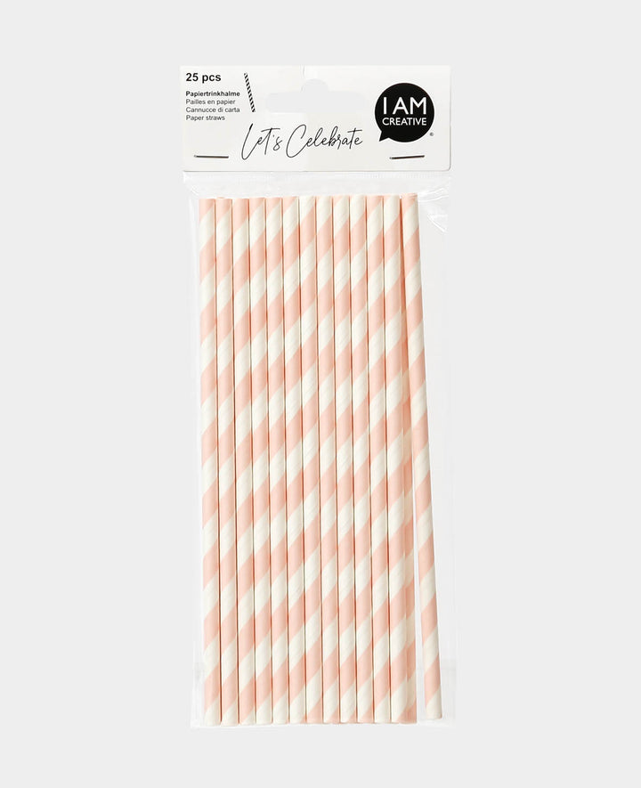 Paper straws pink 19.5 cm, 25 pcs.