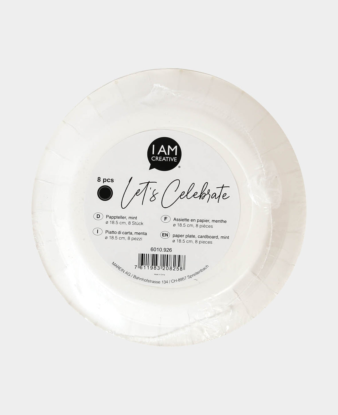 Paper plates, cardboard party plates in mint with silver dots for parties, barbecues and birthdays, ø 18.5 cm, 8 pcs.