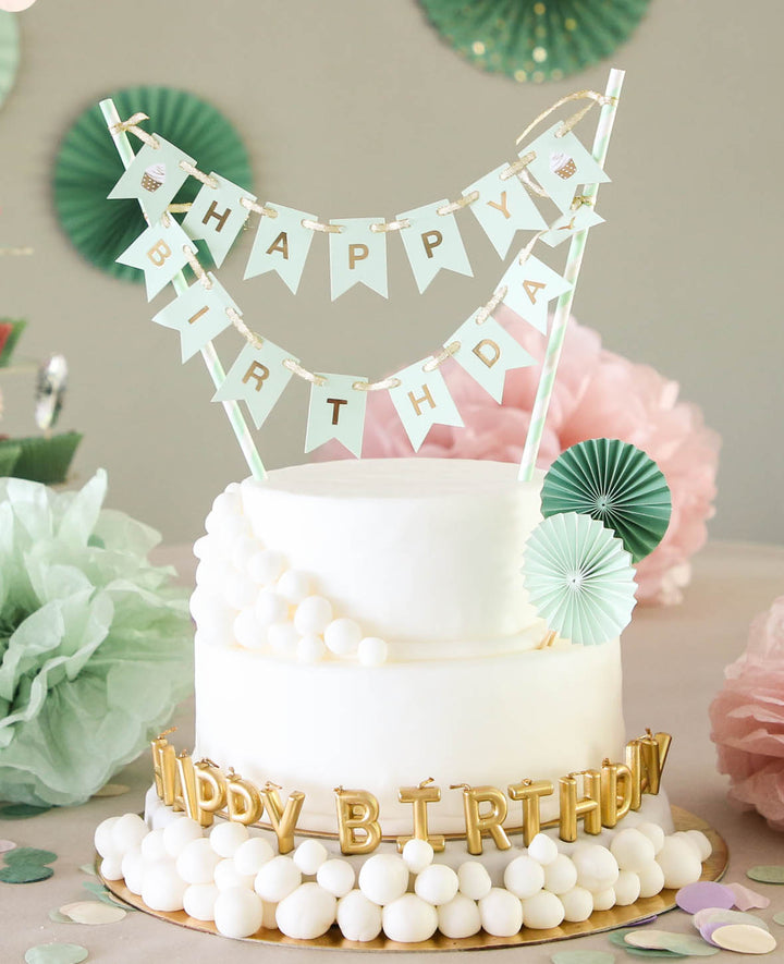 Torten Topper Birthday mint, 28 x 19.5 cm