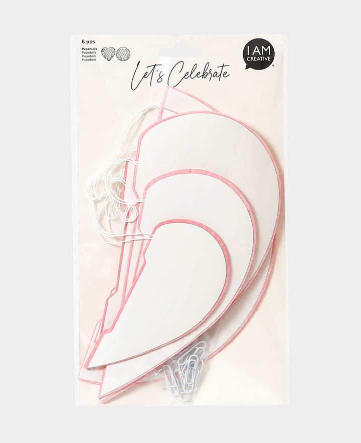Fêtons les boules alvéolées cœur &amp; rondes en rose, ø 15, 20, 25 cm, 6 pièces