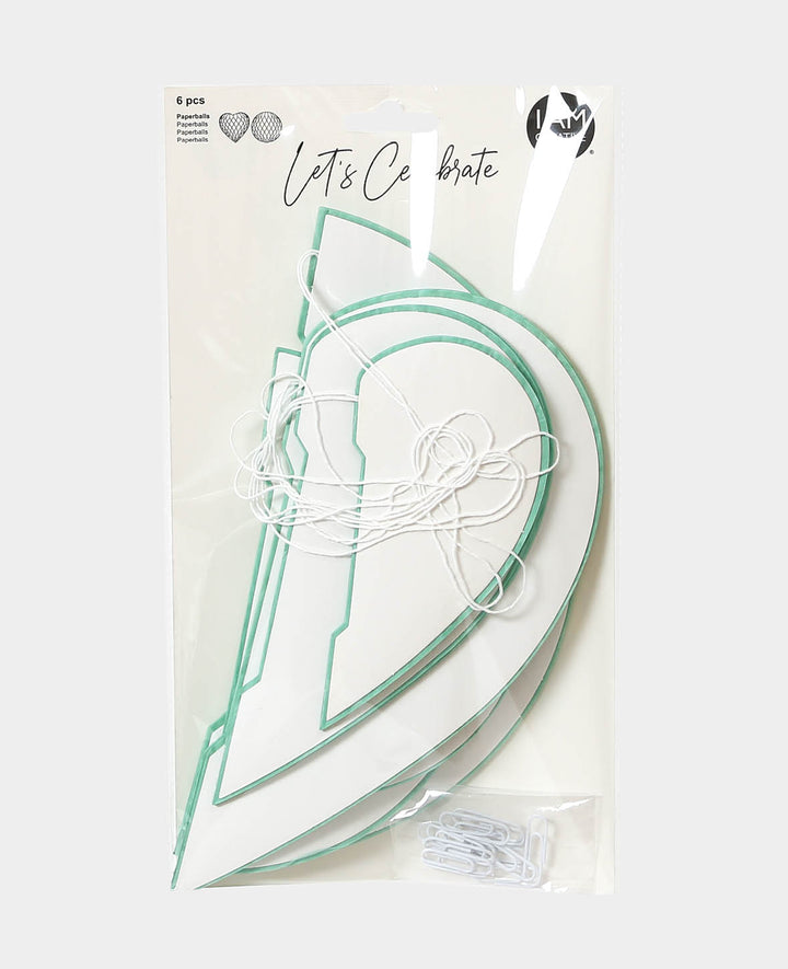 Paperballs cœur et rond menthe, 6 p.