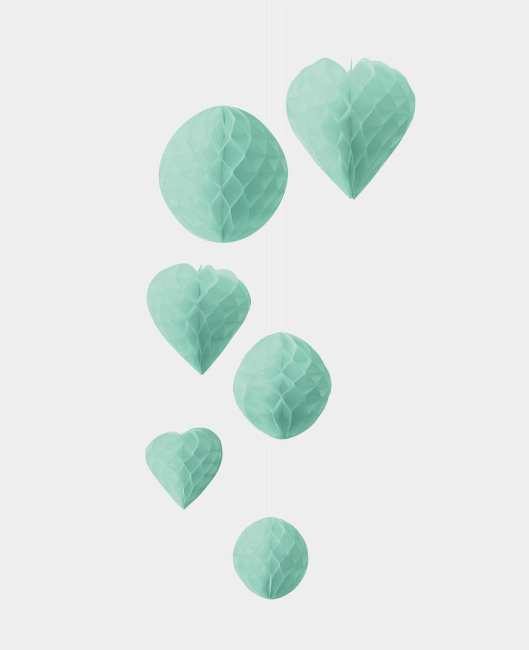 Paperballs cœur et rond menthe, 6 p.
