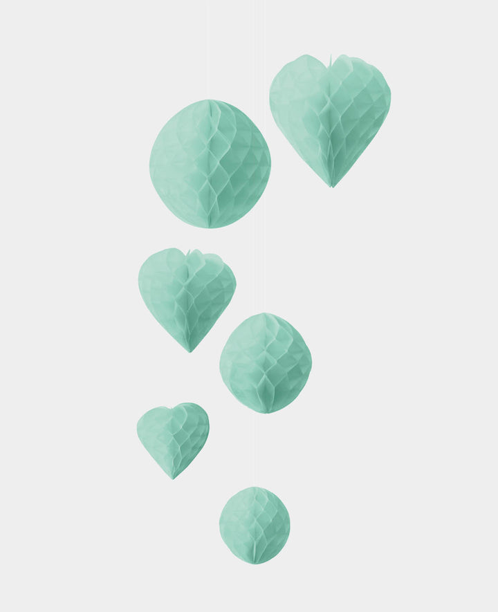 Paperballs cœur et rond menthe, 6 p.