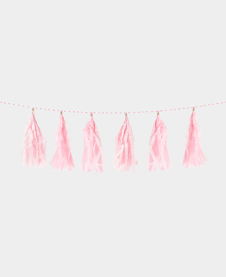 Guirlande de pompons en papier rose, 28 cm x 3 m