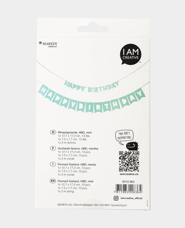 Girlande Birthday mint 230 cm, 2 Stk.
