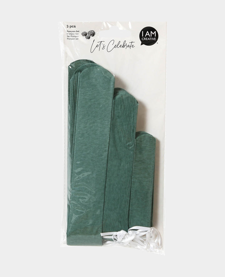 Let’s Celebrate Pompon Set aus Seidenpapier inkl. Schnur, Mint, ø 20 bis 40 cm, 3 Stück