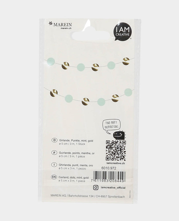 Guirlande à pois menthe / or, 3 m