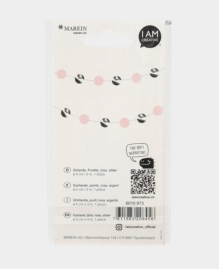 Guirlande à pois rose/argent, 3 m