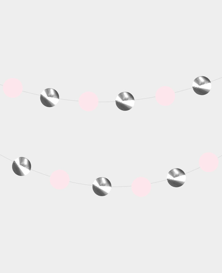 Guirlande à pois rose/argent, 3 m