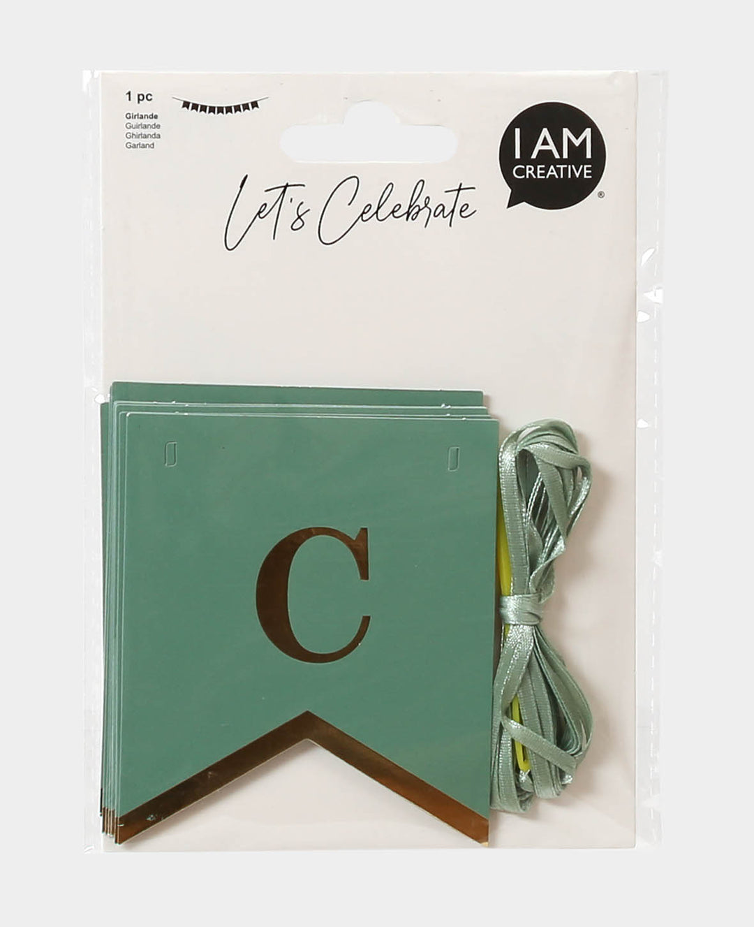Mini pennant garland Celebrate mint, 2 m