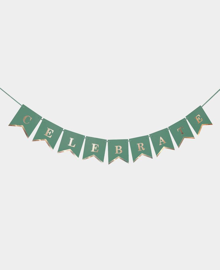 Mini pennant garland Celebrate mint, 2 m